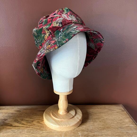 Vintage Y2K 2000s Floral Baroque Velvet Printed Bucket Hat One Size - Picture 2 of 9